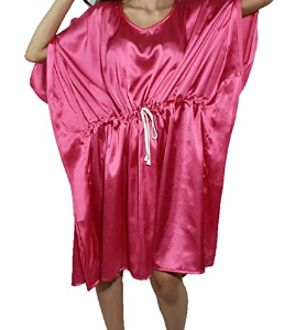 BDROX Satin Knee Length Pink Color Kaftan Nighty_AMAZON#_BDROX56SSK_PK_S