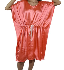 BDROX Satin Knee Length Pitch Color Kaftan Nighty_AMAZON#_BDROX56SSK_PT_S