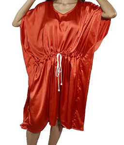 BDROX Satin Knee Length Red Color Kaftan Nighty_AMAZON#_BDROX56SSK_R_S