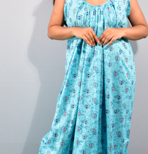 Blue  Maxi Shoulder Ribbon Nighty_Meesho#823044206