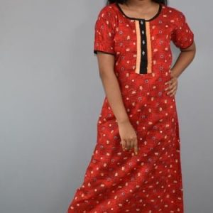 BDROX Gujri Small Matka Printed red Kaftan Nighty