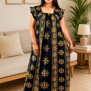 Blue Procian Square Neck pleat Nighty