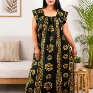 Green Procian Square Neck pleat Nighty
