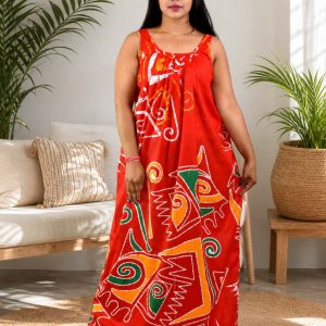 Red Procian Narrow Sleeve Nighty