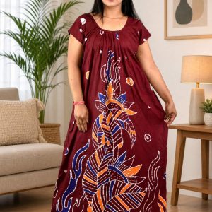 Maroon Procian Round Neck Short Sleeve Nighty