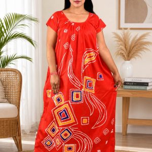 Red Procian Round Neck Short Sleeve Nighty