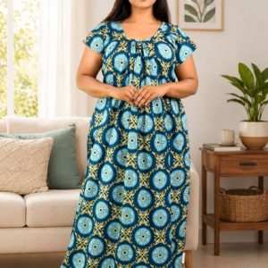 Blue Procian Round Neck Short Sleeve Nighty