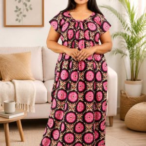 Pink Procian Round Neck Short Sleeve Nighty