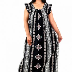 Blue Rajwadi Square Neck pleat Nighty