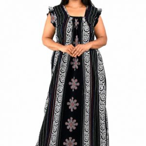 Blue Rajwadi Square Neck pleat Nighty
