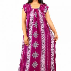 Purple Rajwadi Square Neck pleat Nighty