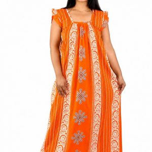 Yellow Rajwadi Square Neck pleat Nighty