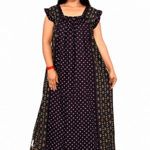 Maroon Rajwadi Square Neck pleat Nighty