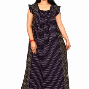 Dark Purple Rajwadi Square Neck pleat Nighty