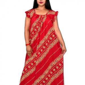 Pink Rajwadi Square Neck pleat Nighty